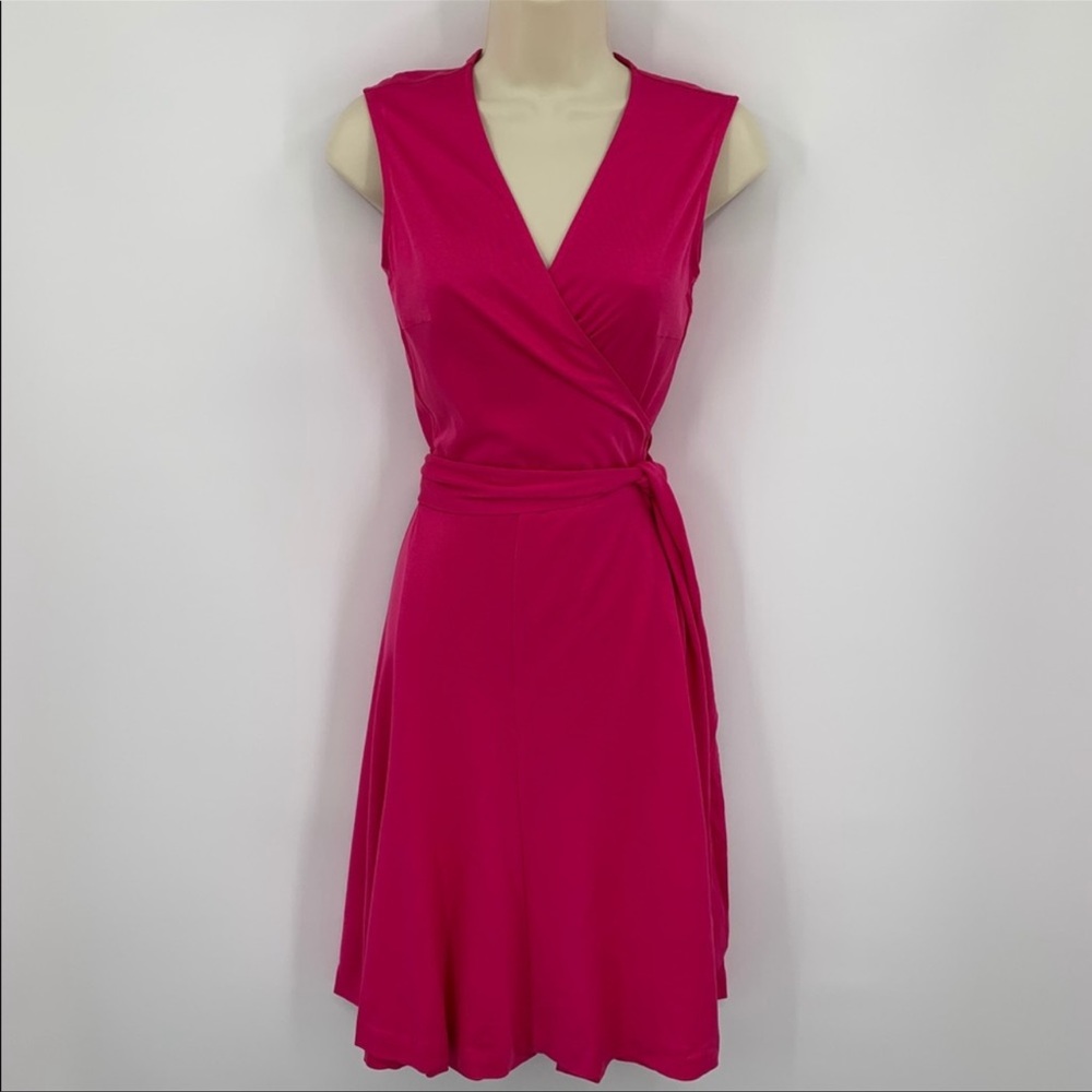 DVF Diane von Furstenberg pink fuchsia sleeveless wrap dress size 4
